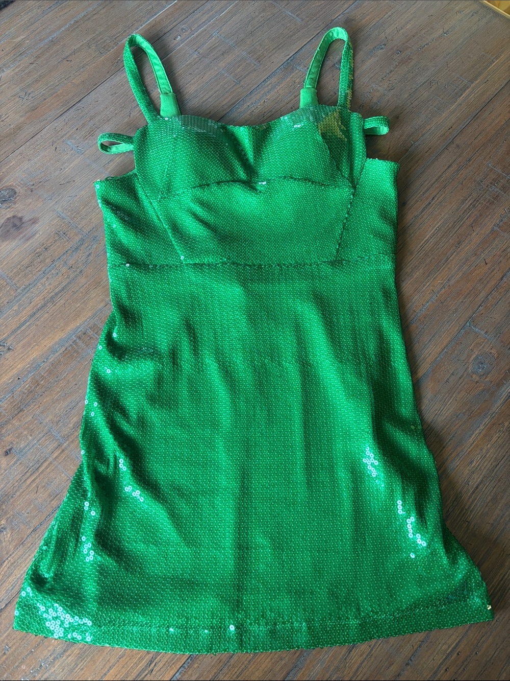 Morgan & Co size L (13) green sequin dress